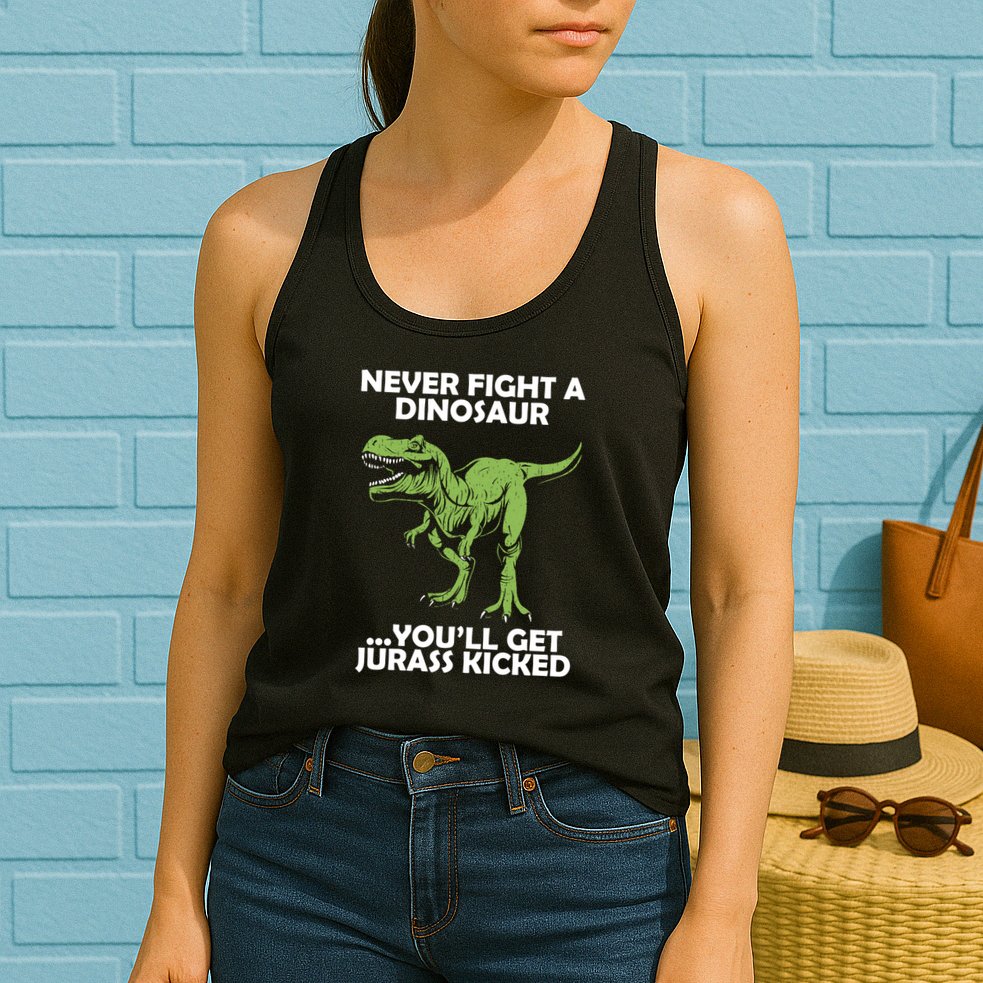 Never Fight A Dinosaur Youll Get Jurass Kicked Womens Tank Top