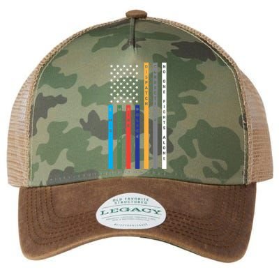No One Fights Alone Support Our Heroes Flag Legacy Tie Dye Trucker Hat