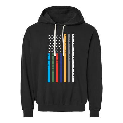 No One Fights Alone Support Our Heroes Flag Garment-Dyed Fleece Hoodie
