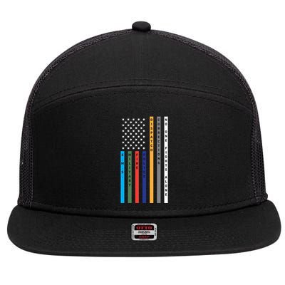 No One Fights Alone Support Our Heroes Flag 7 Panel Mesh Trucker Snapback Hat