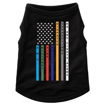 No One Fights Alone Support Our Heroes Flag Doggie Tank