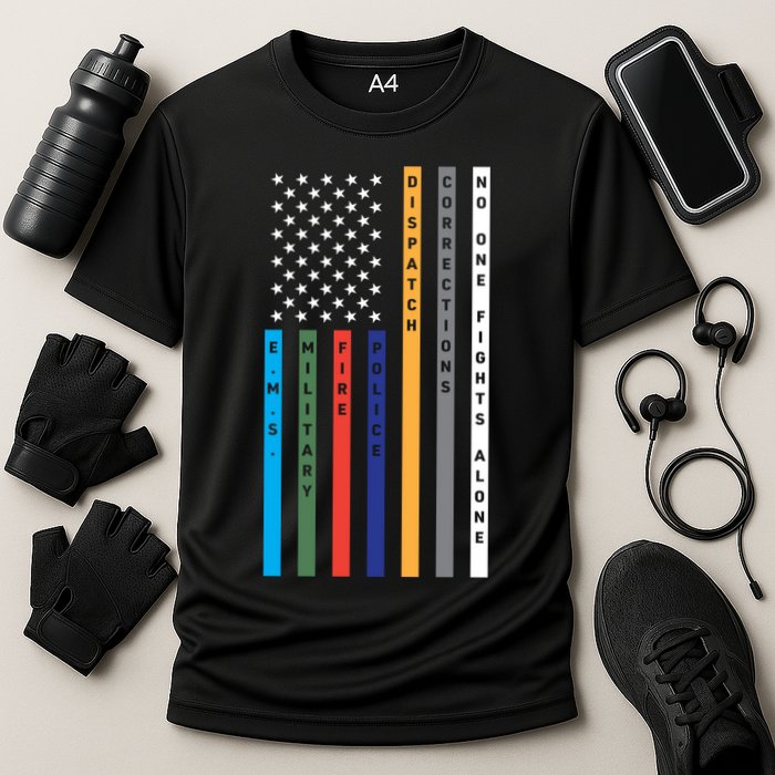 No One Fights Alone Support Our Heroes Flag Performance Shirt