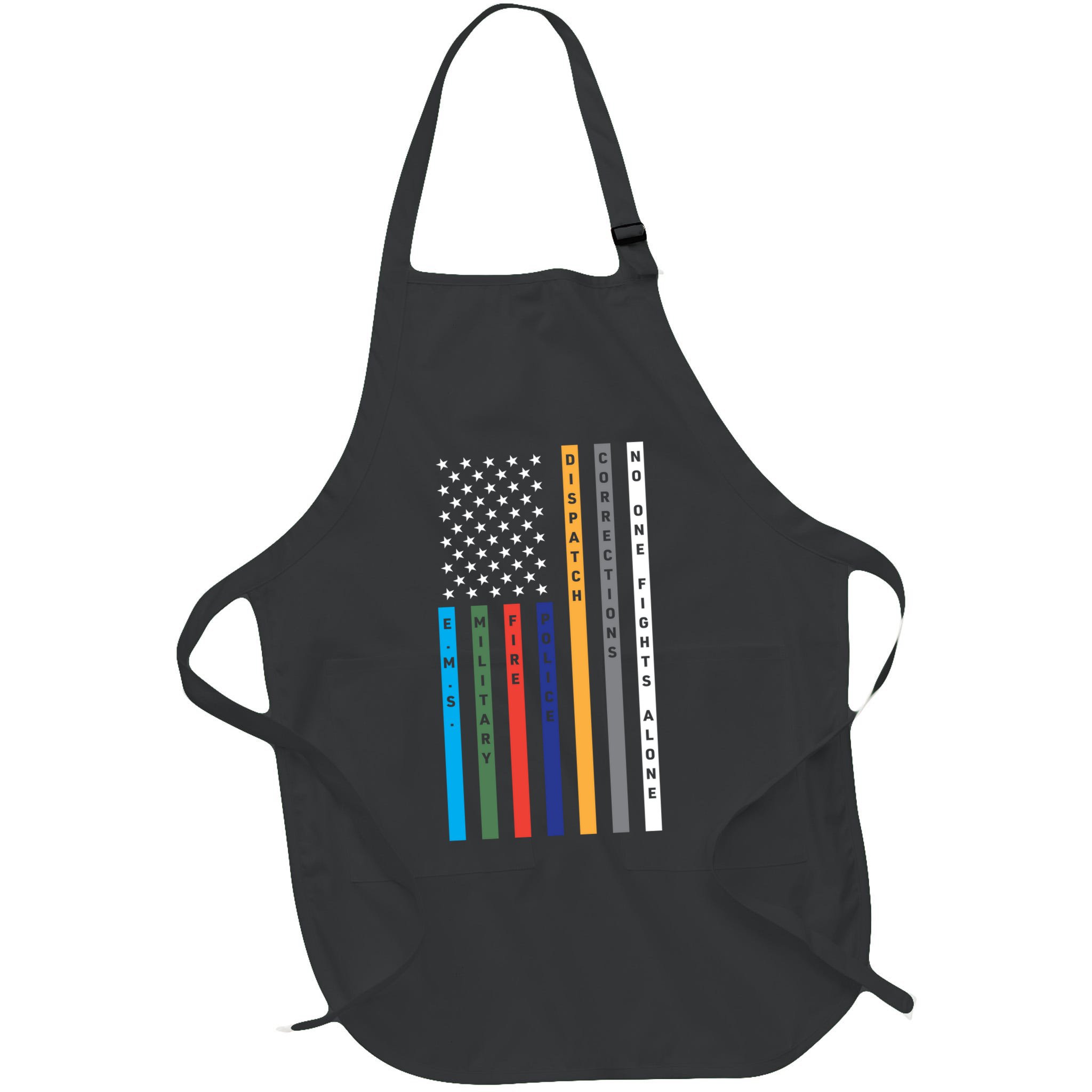 No One Fights Alone Support Our Heroes Flag Apron
