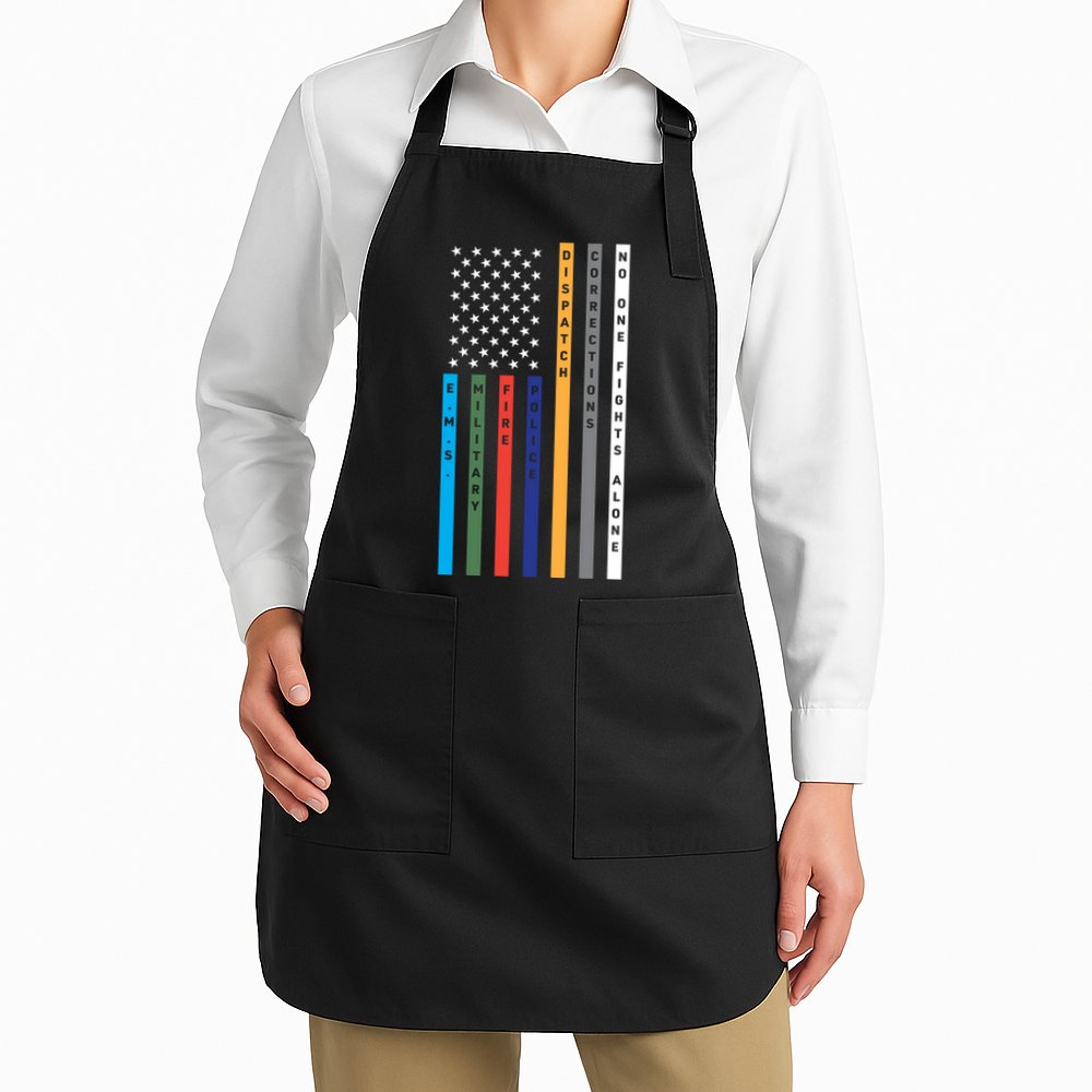 No One Fights Alone Support Our Heroes Flag Apron