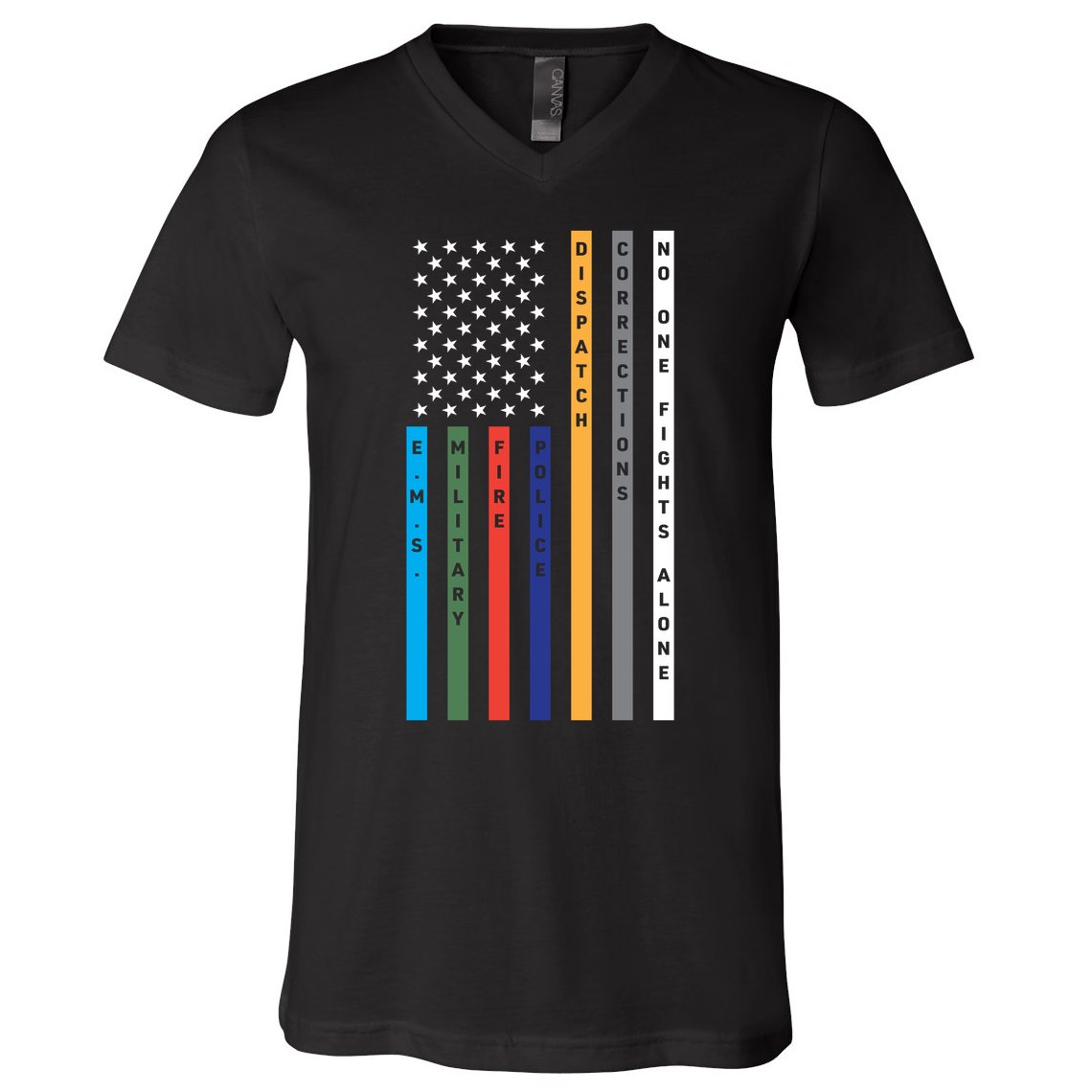 No One Fights Alone Support Our Heroes Flag V-Neck T-Shirt