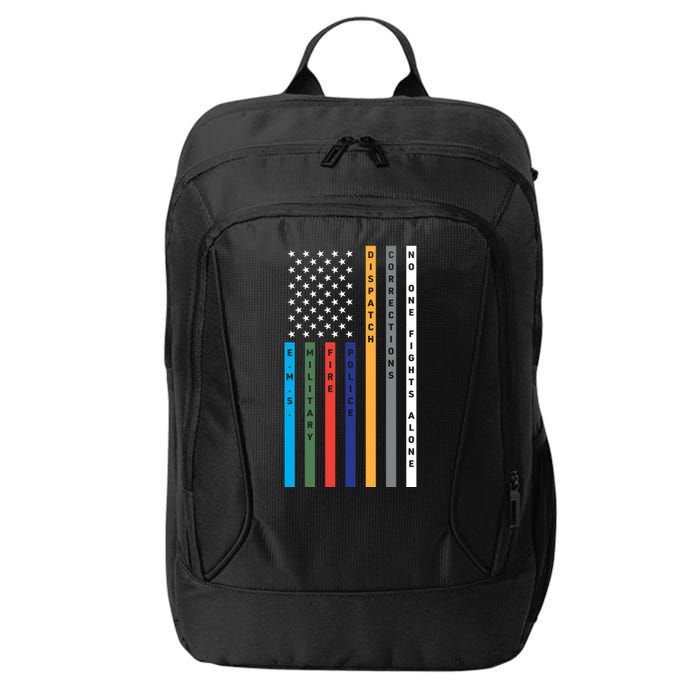 No One Fights Alone Support Our Heroes Flag City Backpack