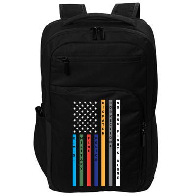 No One Fights Alone Support Our Heroes Flag Impact Tech Backpack