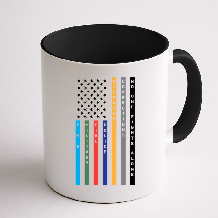 No One Fights Alone Support Our Heroes Flag Mug