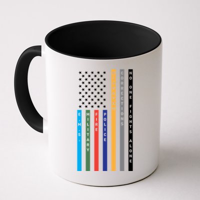 No One Fights Alone Support Our Heroes Flag Mug
