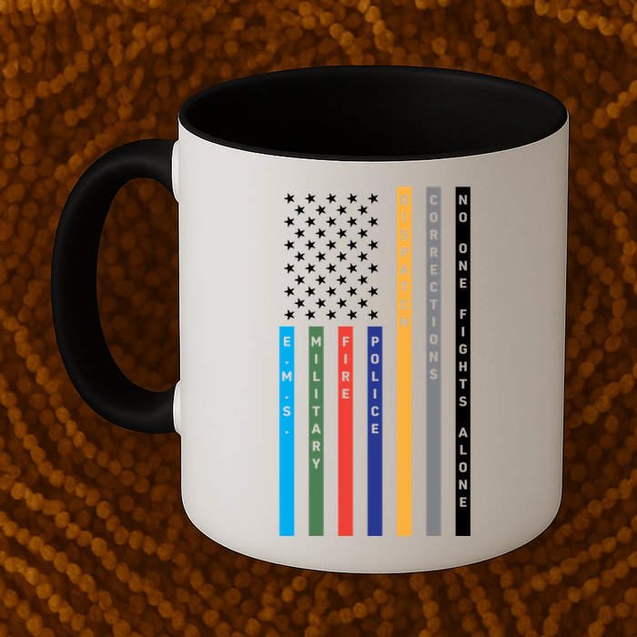 No One Fights Alone Support Our Heroes Flag Mug