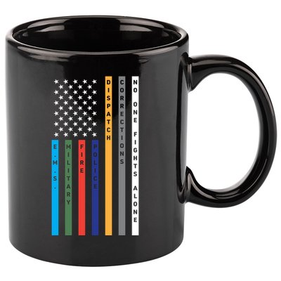 No One Fights Alone Support Our Heroes Flag 11oz C Handle Ceramic Mug