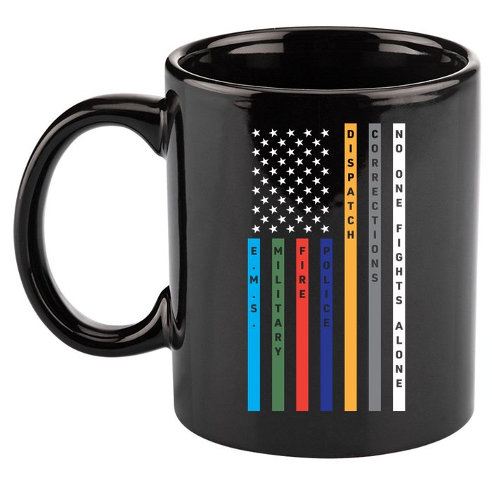 No One Fights Alone Support Our Heroes Flag 11oz C Handle Ceramic Mug