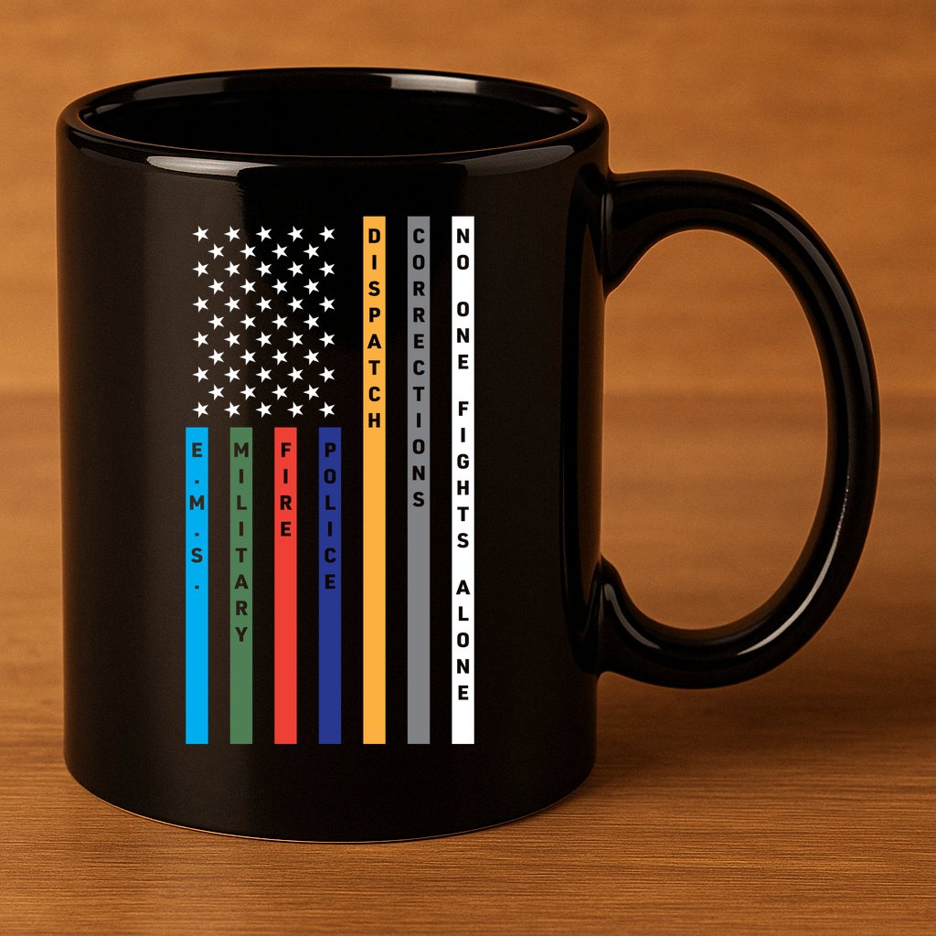 No One Fights Alone Support Our Heroes Flag 11oz C Handle Ceramic Mug