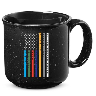 No One Fights Alone Support Our Heroes Flag 15oz Campfire Ceramic Mug
