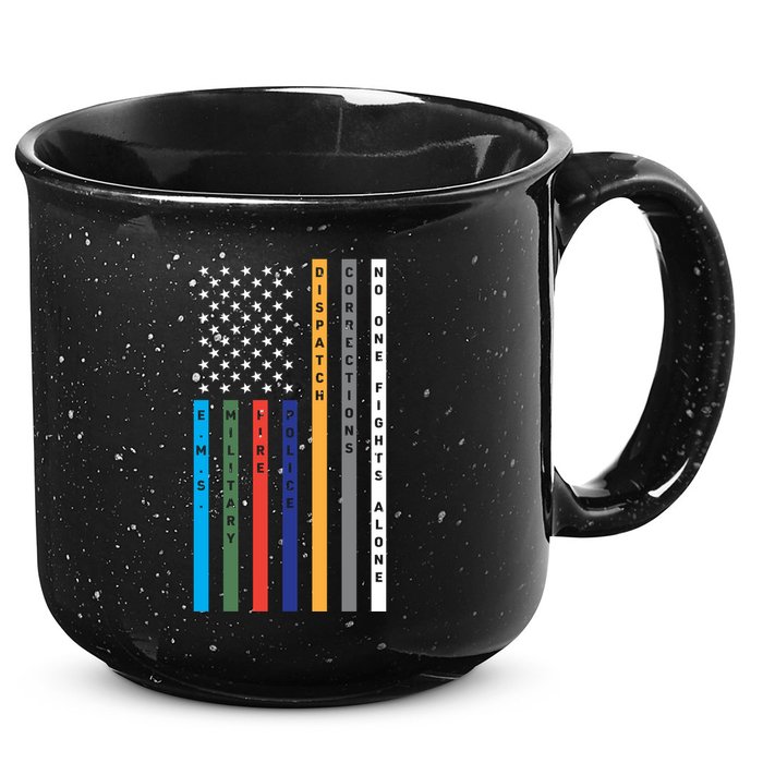 No One Fights Alone Support Our Heroes Flag 15oz Campfire Ceramic Mug