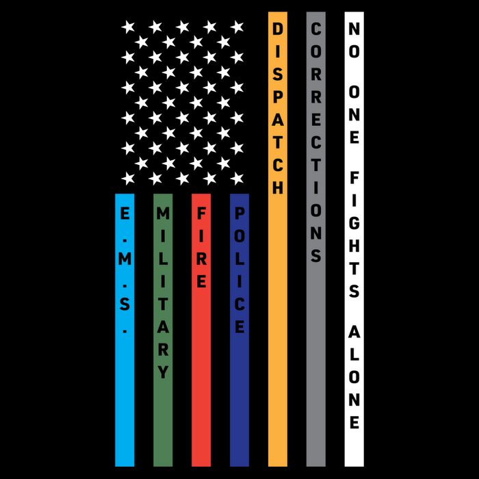 No One Fights Alone Support Our Heroes Flag Drawstring Bag