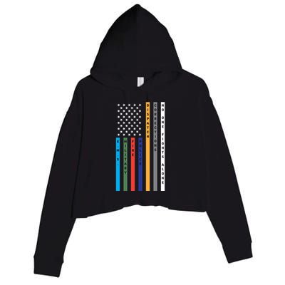 No One Fights Alone Support Our Heroes Flag Crop Fleece Hoodie