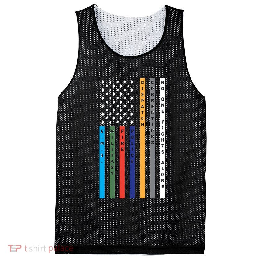 No One Fights Alone Support Our Heroes Flag Mesh Reversible Basketball Jersey Tank