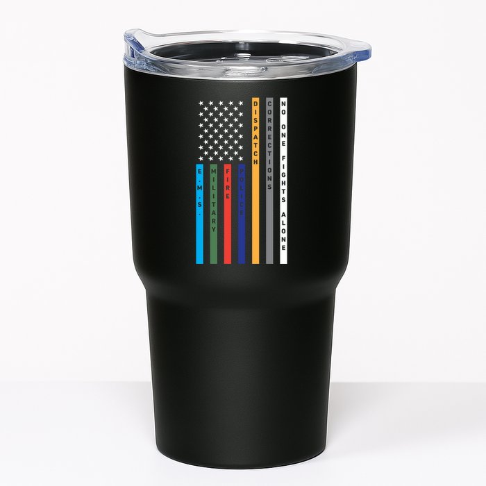 No One Fights Alone Support Our Heroes Flag Tumbler