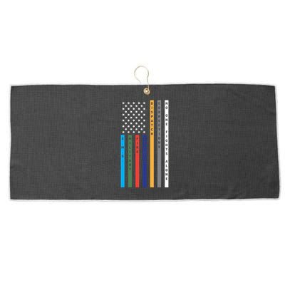 No One Fights Alone Support Our Heroes Flag Large Microfiber Waffle Golf Towel