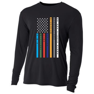 No One Fights Alone Support Our Heroes Flag Cooling Performance Long Sleeve Crew