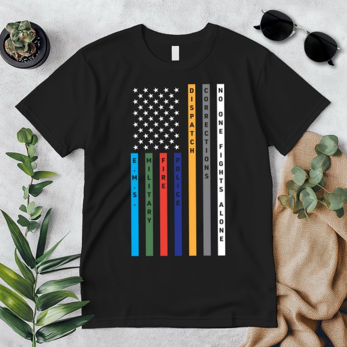 No One Fights Alone Support Our Heroes Flag Premium T-Shirt