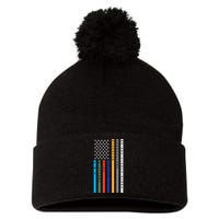 No One Fights Alone Support Our Heroes Flag Pom Pom 12in Knit Beanie