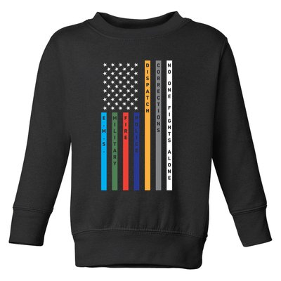No One Fights Alone Support Our Heroes Flag Toddler Sweatshirt