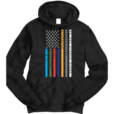 No One Fights Alone Support Our Heroes Flag Tie Dye Hoodie