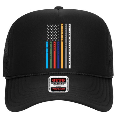 No One Fights Alone Support Our Heroes Flag Trucker Hat