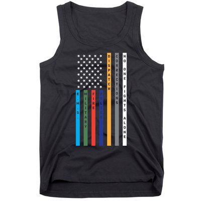 No One Fights Alone Support Our Heroes Flag Tank Top