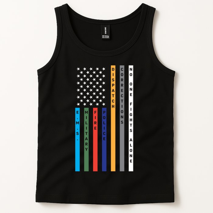 No One Fights Alone Support Our Heroes Flag Tank Top