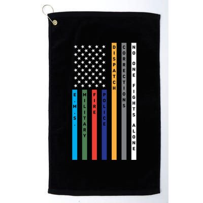 No One Fights Alone Support Our Heroes Flag Golf Towel