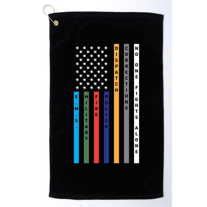 No One Fights Alone Support Our Heroes Flag Golf Towel