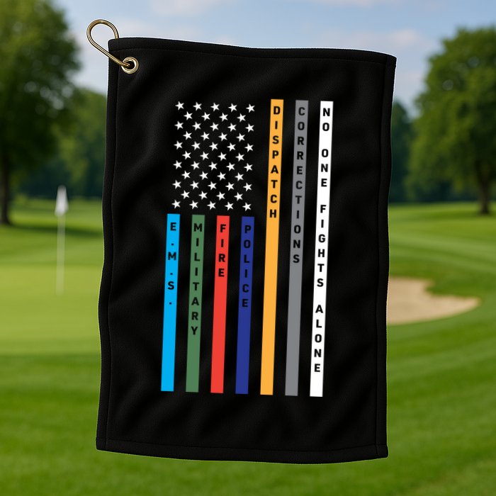 No One Fights Alone Support Our Heroes Flag Golf Towel