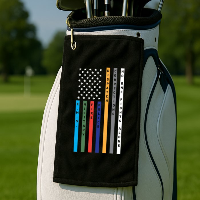 No One Fights Alone Support Our Heroes Flag Golf Towel