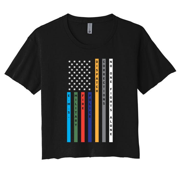 No One Fights Alone Support Our Heroes Flag Crop Top