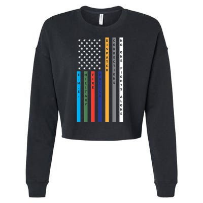 No One Fights Alone Support Our Heroes Flag Cropped Pullover Crew