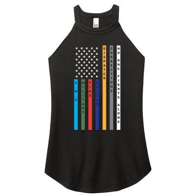 No One Fights Alone Support Our Heroes Flag Women's Perfect Tri Rocker Tank