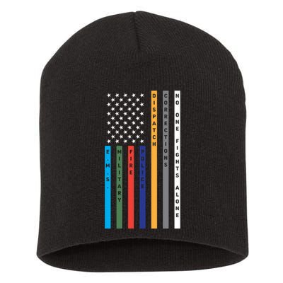 No One Fights Alone Support Our Heroes Flag Short Acrylic Beanie