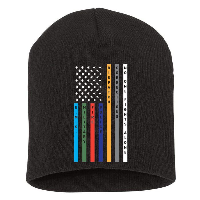 No One Fights Alone Support Our Heroes Flag Short Acrylic Beanie