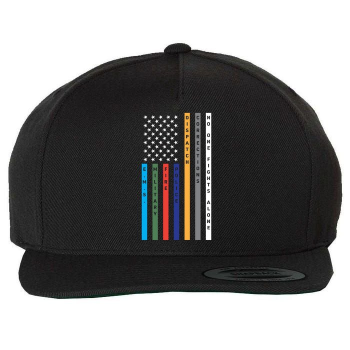 No One Fights Alone Support Our Heroes Flag Wool Snapback Cap