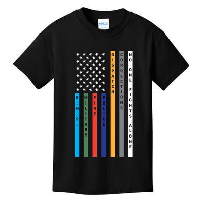 No One Fights Alone Support Our Heroes Flag Kids T-Shirt