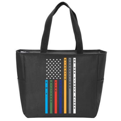 No One Fights Alone Support Our Heroes Flag Zip Tote Bag