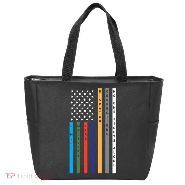 No One Fights Alone Support Our Heroes Flag Zip Tote Bag