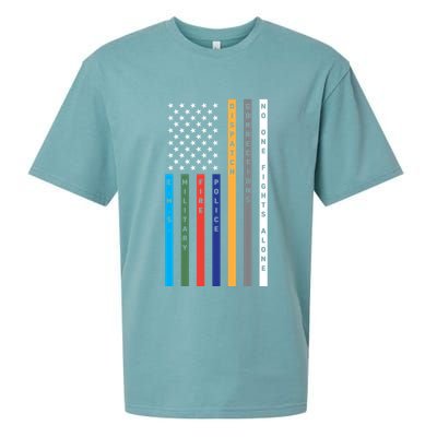 No One Fights Alone Support Our Heroes Flag Sueded Cloud Jersey T-Shirt