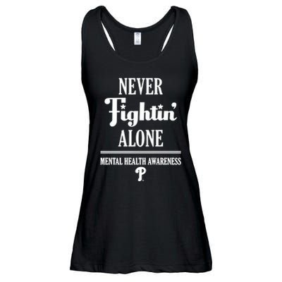 Never Fightin Alone Mental Health Awareness Ladies Essential Flowy Tank
