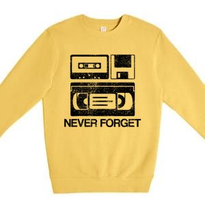 Never Forget Audio Cassette 70s 80s 90s Gift Premium Crewneck Sweatshirt