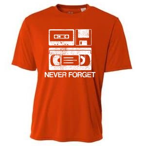 Never Forget Audio Cassette 70s 80s 90s Gift Cooling Performance Crew T-Shirt