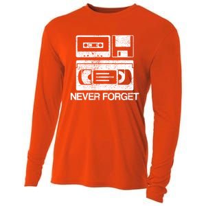 Never Forget Audio Cassette 70s 80s 90s Gift Cooling Performance Long Sleeve Crew